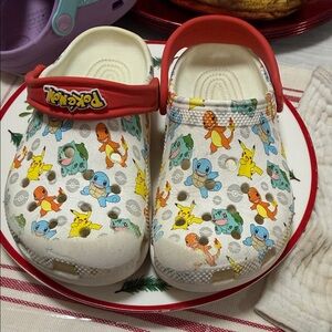 Pokemon Kids crocs  - White with Red Strap